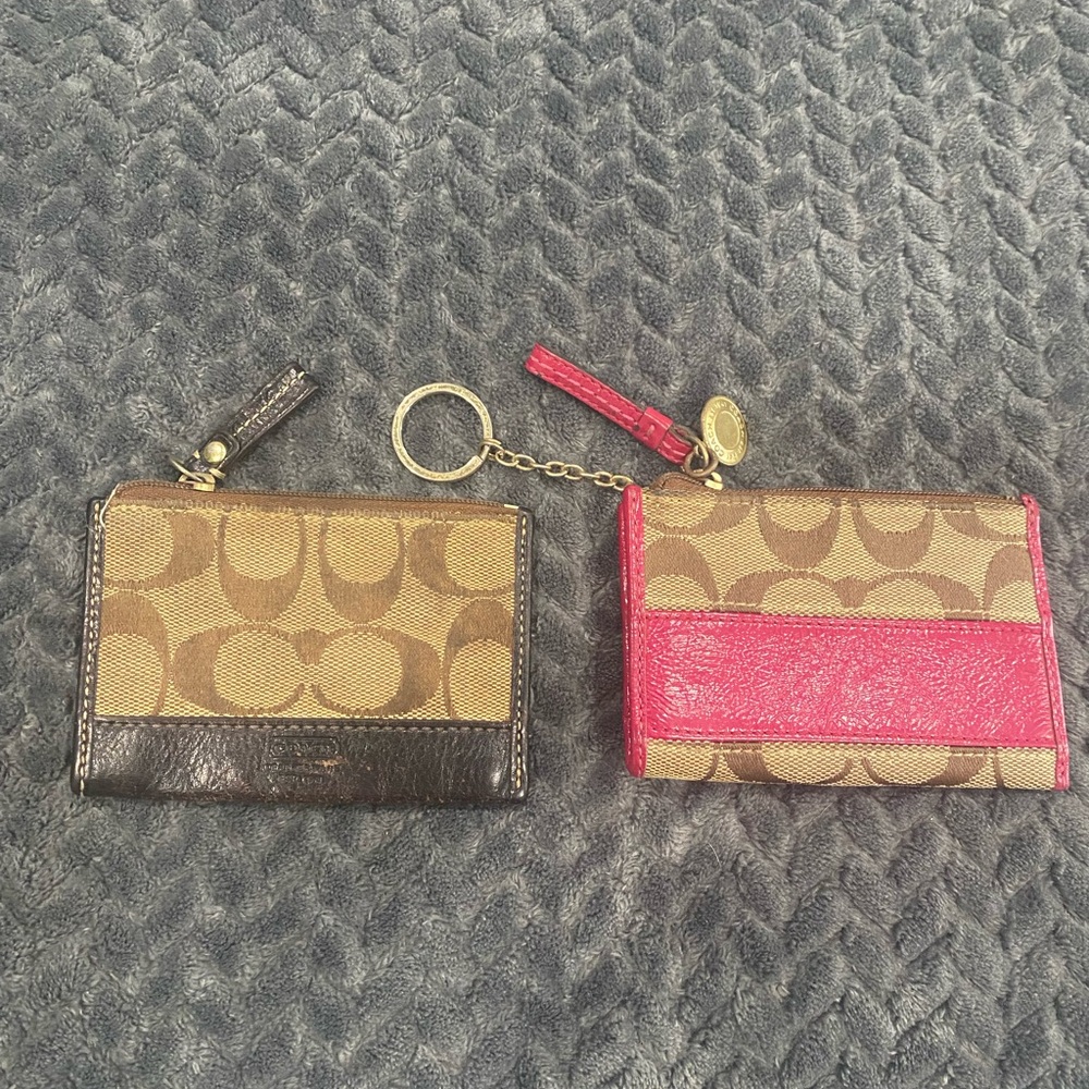 PINK WALLET SOLD 
Coach Brown and Pink Signature Card Holder Duo